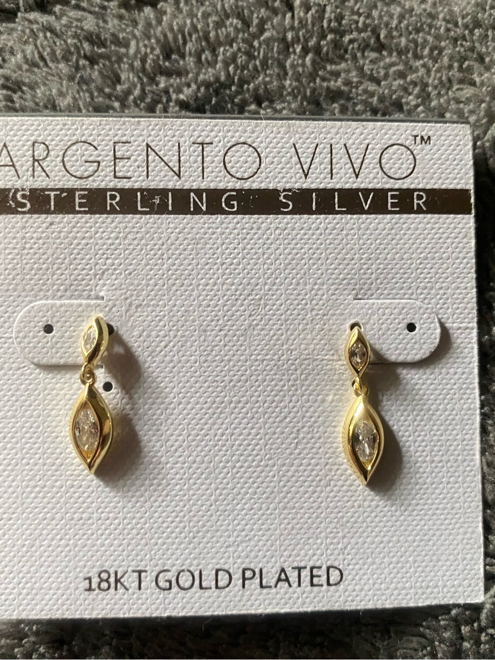 Argento Vivo Gold-Tone Marquise Drop Earrings with Clear Stones